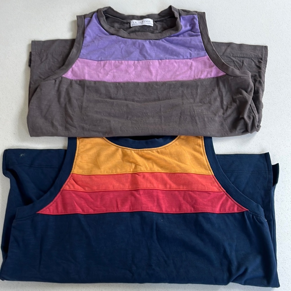 Two color block tanks